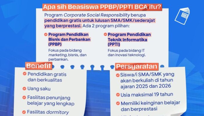 Segera Daftar Beasiswa PPBP dan PPTI BCA, Raih Kesempatan Pendidikan Gratis dan Berkarir