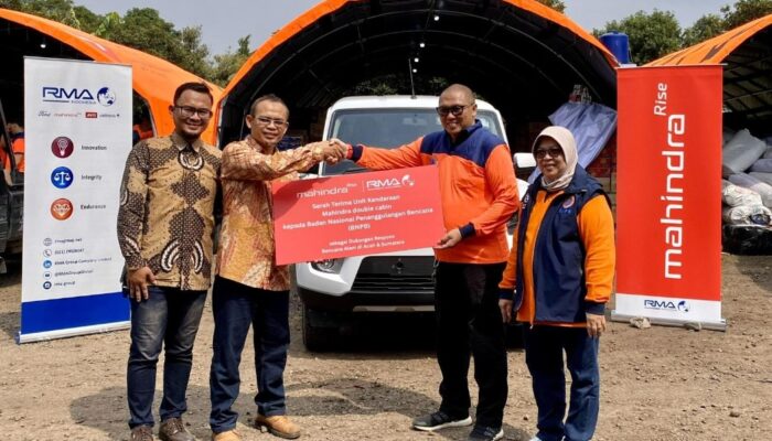 Dukung Penanggulangan Bencana, RMA Indonesia Serahkan Mobil Mahindra Scorpio Pik-Up pada BNPB